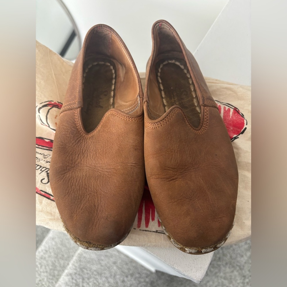 Sabah Brown Leather Slip-On Shoes Size 39